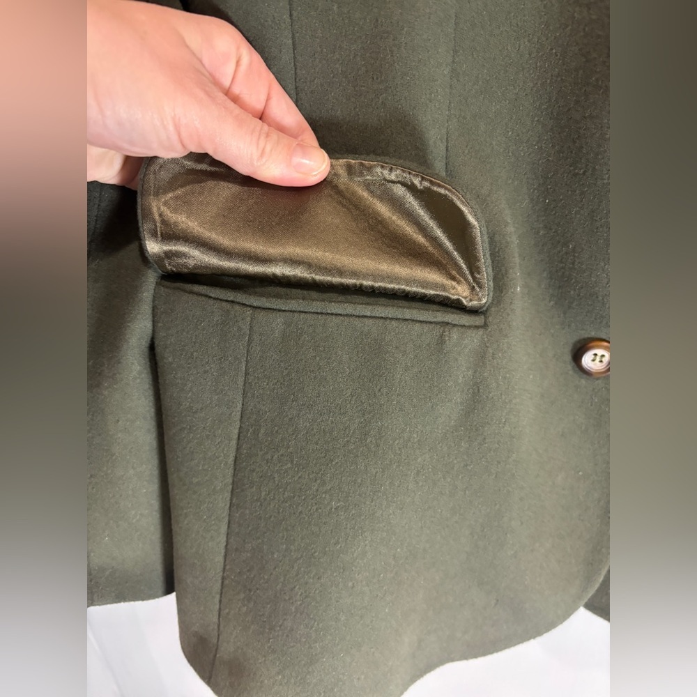LL Bean Wool Cashmere Blend Green Blazer Jacket Green14 Petite Business - Picture 4 of 12